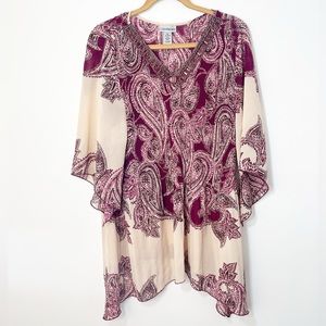Catherines Woman's Beaded Embellished Collar Paisley Tunic Size 14/16W